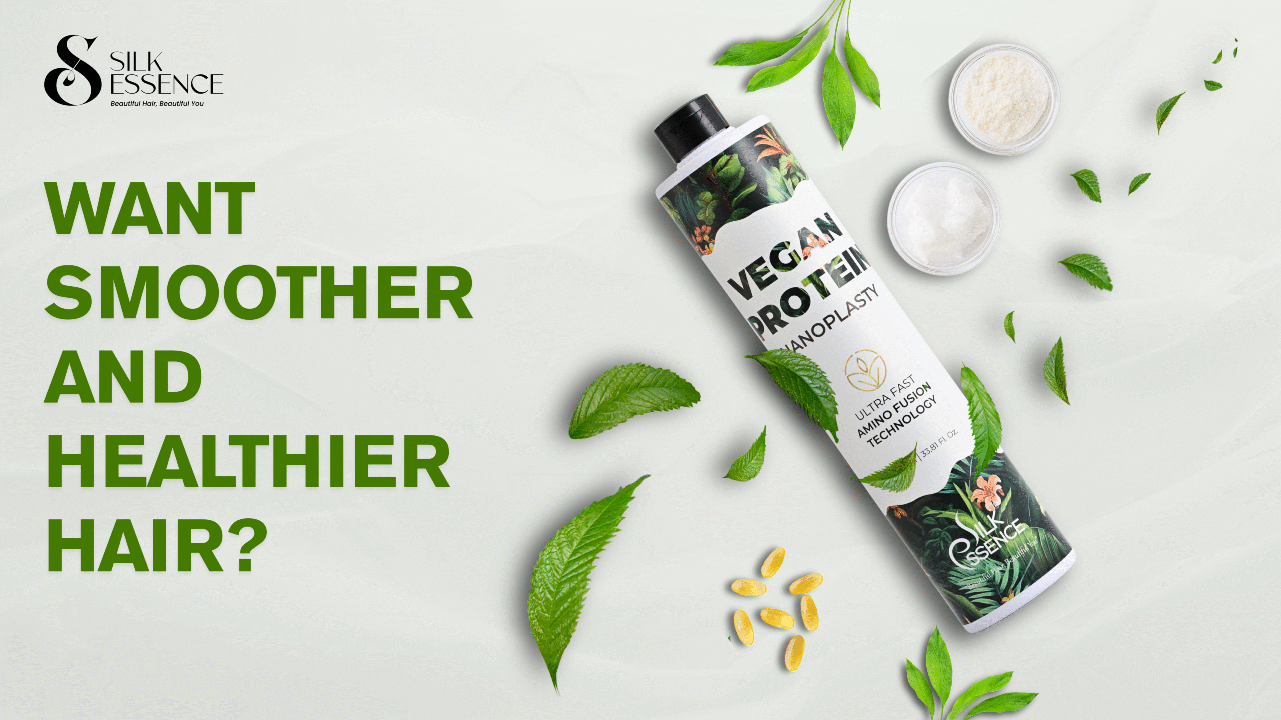 Vegan Protein Nanoplastia: Natural Hair Smoothening with Biotin and Collagen